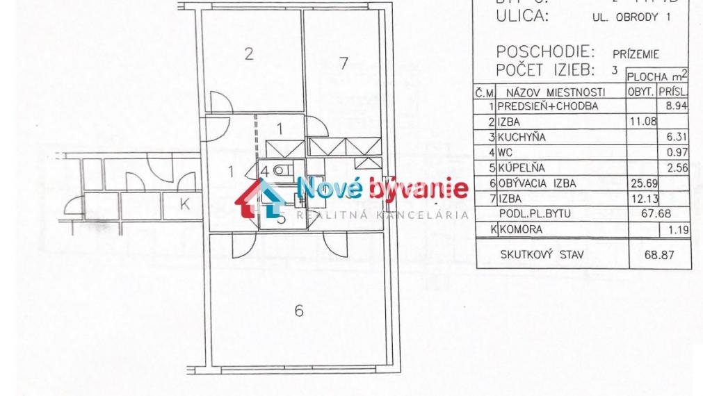 Na predaj 3 izb. byt  Košice - Terasa