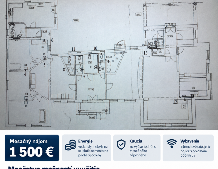 POLYFUNKČNÁ BUDOVA NA PRENÁJOM 430 m²- Šarovce